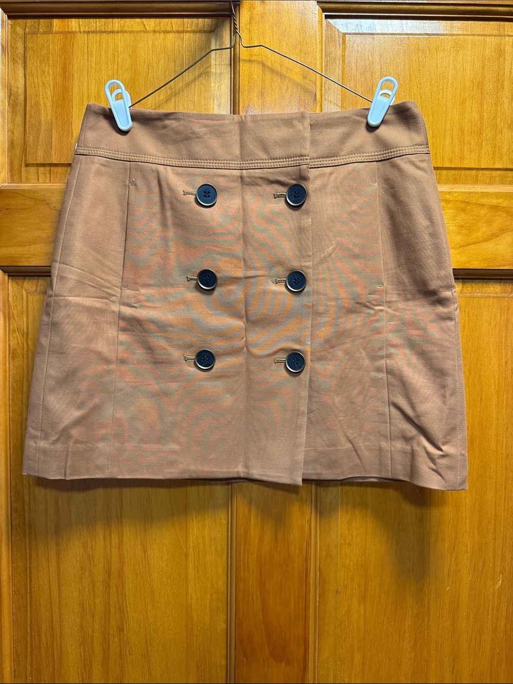 LOFT Double-Button A-Line Skirt in Tan